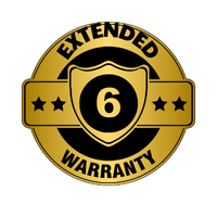 Logo for extended warranty with a shield design and number 6 on a white background