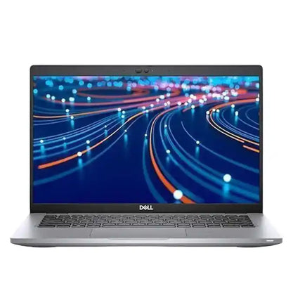 Laptop with a colorful display on a white background