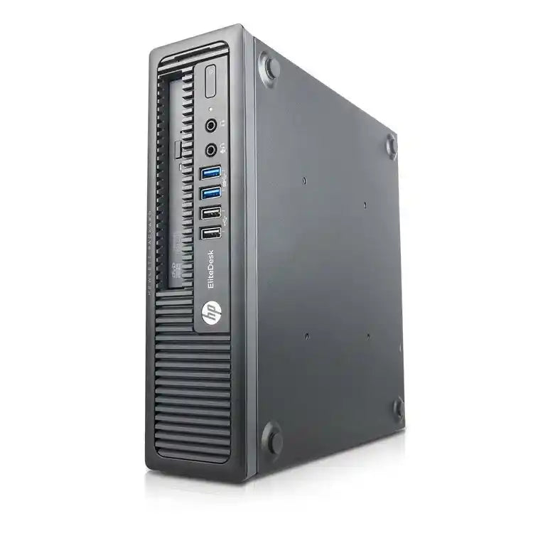HP EliteDesk computer tower on a white background