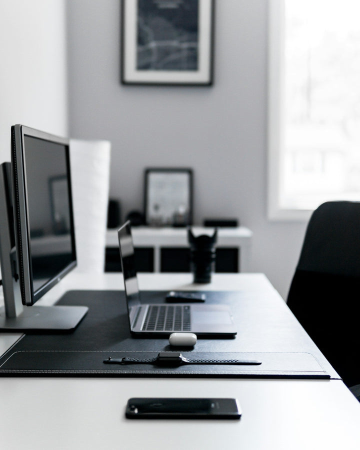 Professional office laptop workspace
