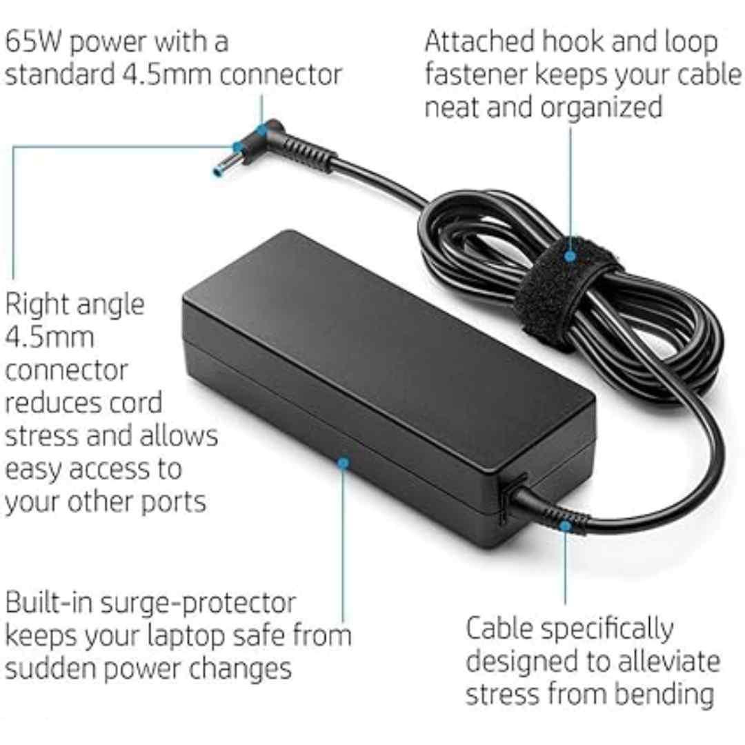 Original HP Blue Pin Laptop Adapter 65W(Used-Mint Condition) - RENTOPC