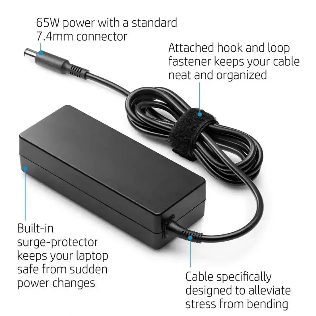 Original HP Big Round Pin Laptop Adapter 65W(Used-Mint Condition) - RENTOPC