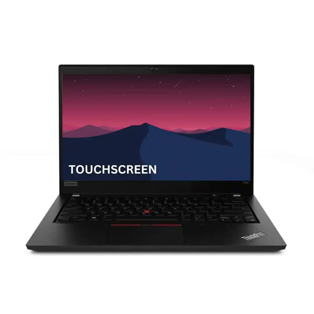 Laptop with 'Touchscreen' text on a white background