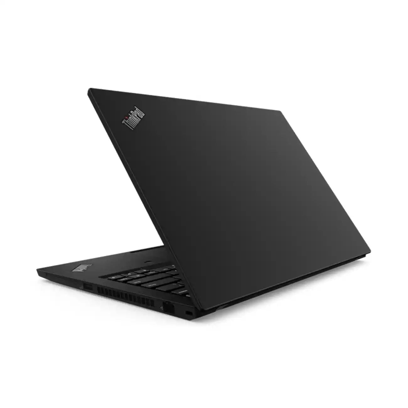 Black ThinkPad laptop on a white background