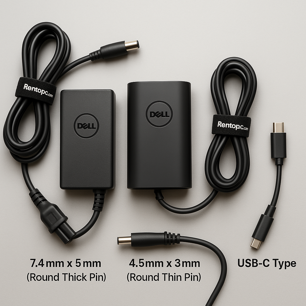 Original Dell Charger (Used - Mint Condition) + Rentopc.com Power Cable Included