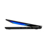 Open laptop with blue screen on a white background