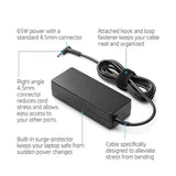 Laptop power adapter with features highlighted on a white background