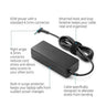 Laptop power adapter with features highlighted on a white background