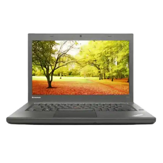 Laptop with a scenic display on a white background