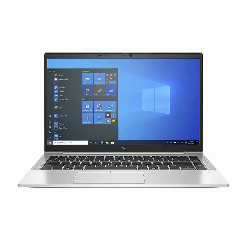 Laptop with a Windows operating system on the screen on a white background