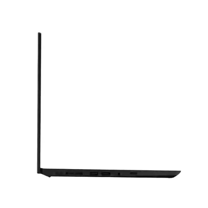 side angle view of black slim laptop