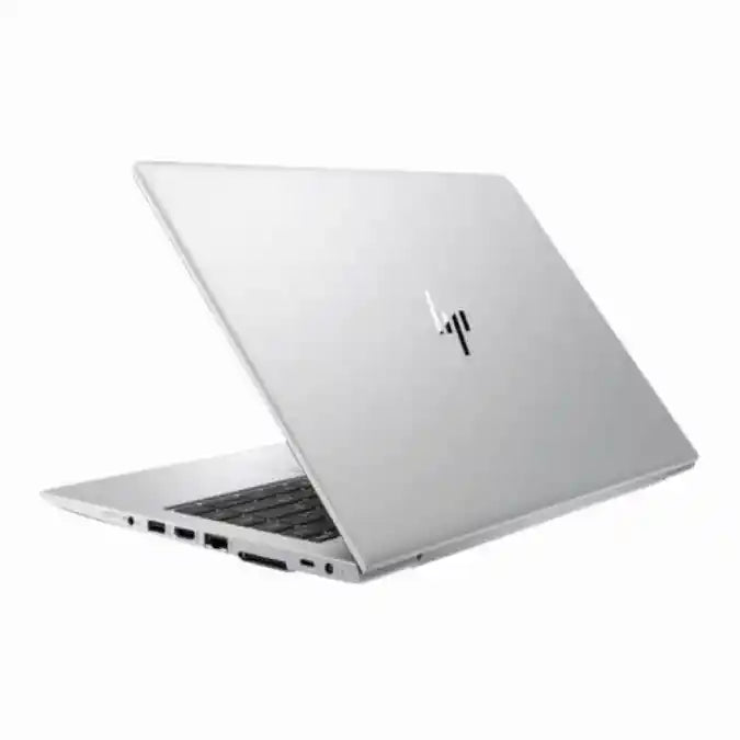 Open laptop with HP logo on a white background
