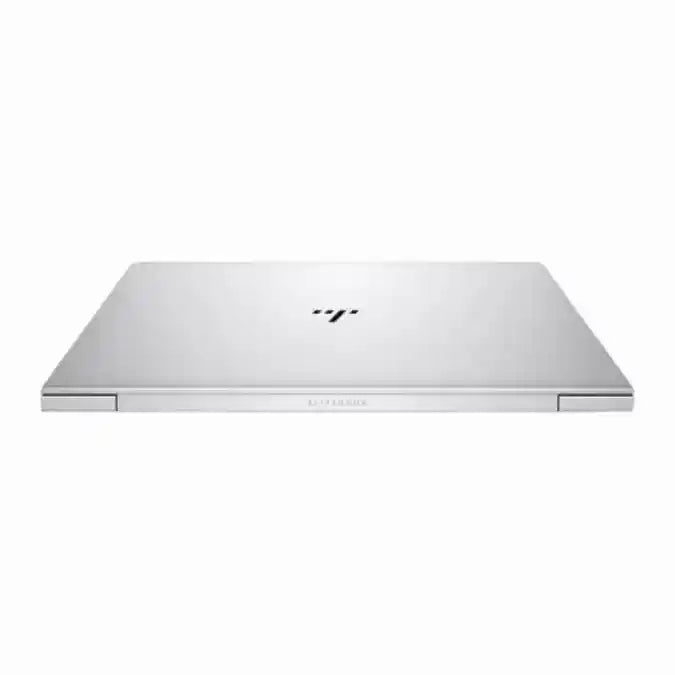 Silver laptop on a white background