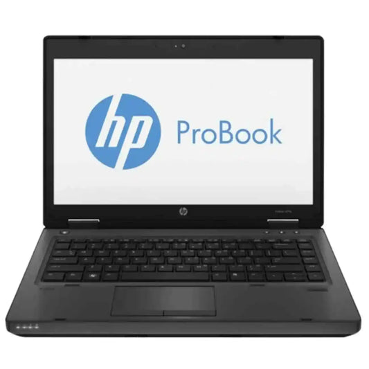 Black HP ProBook laptop on a white background
