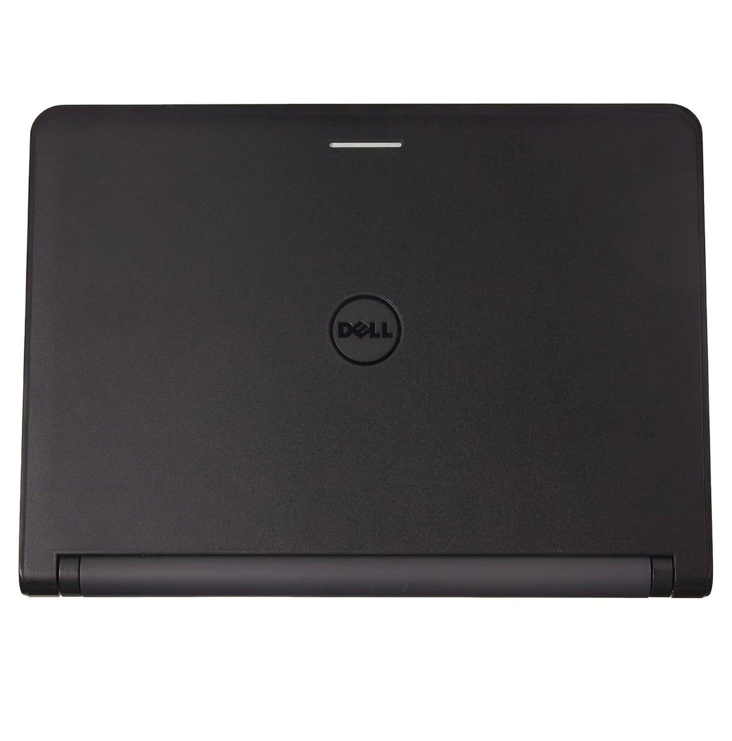 Top closed view of Dell Latitude 3340 laptop with black lid and Dell logo.- Rentopc