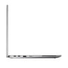 A silver laptop shown from a side profile view, open at a slight angle, with ports visible along the bottom edge, set against a plain white background.