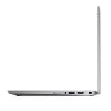 Side view of a silver laptop on a white background