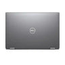 The back of a closed Dell laptop in dark gray, featuring the white circular Dell logo in the center and hinge covers visible at the bottom, set against a plain white background.
