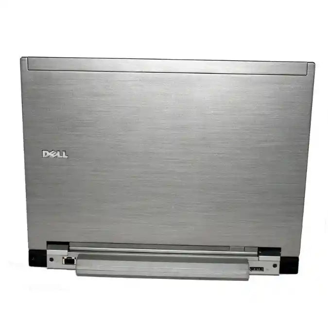 Silver Dell laptop on a white background