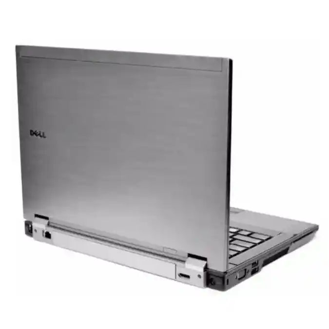 Silver Dell laptop on a white background