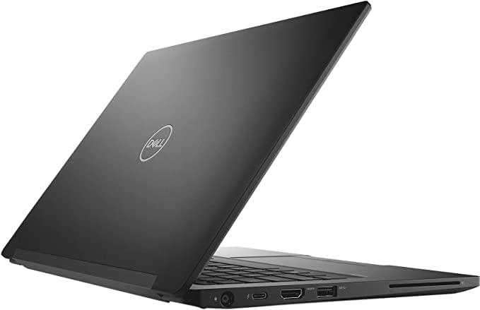 Dell Latitude 7390 business laptop left side view with visible Dell logo, USB-C Thunderbolt 3 port, HDMI port, USB 3.1 Gen 1 port, and smart card reader.- Rentopc