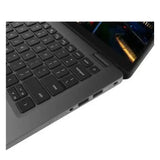 Close-up of a laptop keyboard and side view on a white background