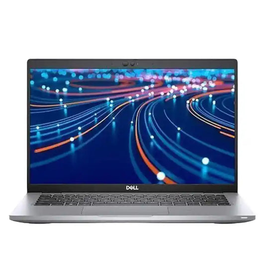 Laptop with a colorful display on a white background