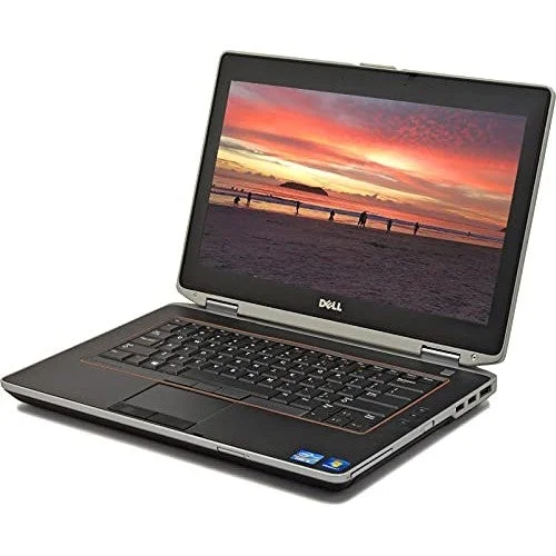 Dell Latitude E6420 14-inch laptop left angle view showing display, keyboard, touchpad, and side ports.- Rentopc