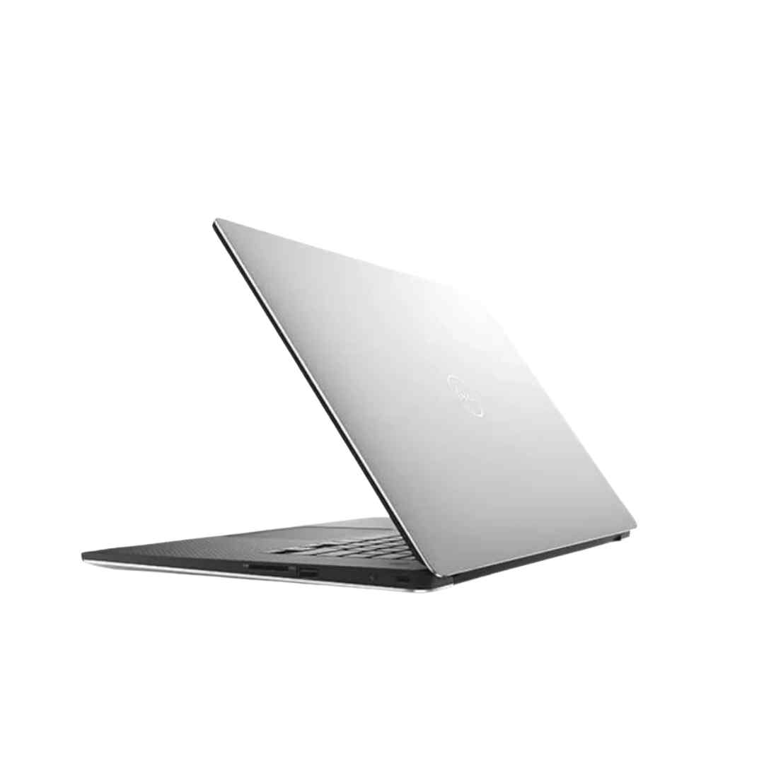 Dell Precision 5530 mobile workstation showing aluminum lid, partially open display, visible side ports, and slim carbon fiber palmrest design.- Rentopc
