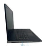 Black laptop with ports labeled on a white background