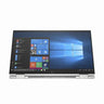 Laptop with open screen displaying multiple windows on a white background