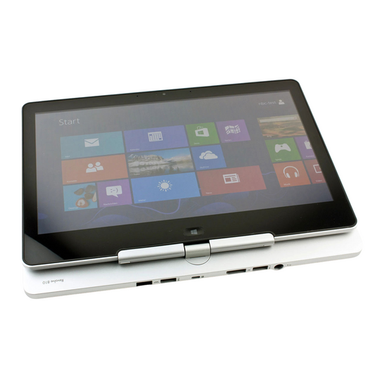 HP EliteBook 810 G3 i7 11inch laptop  in tablet mode showing 360-degree rotation and touchscreen display.- Rentopc