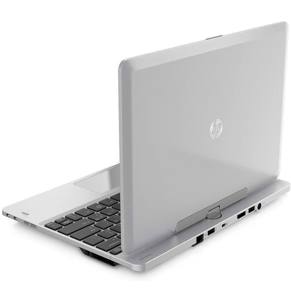 Hp elitebook 810g3 revolving Intel Core i7 5th gen 11.6"laptop highlighting the back lid with HP logo.- Rentopc