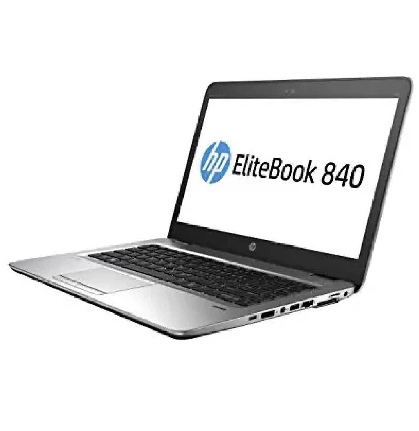 Right side ports of HP EliteBook 840 G2 including USB, DisplayPort, LAN, and headphone jack.- Rentopc