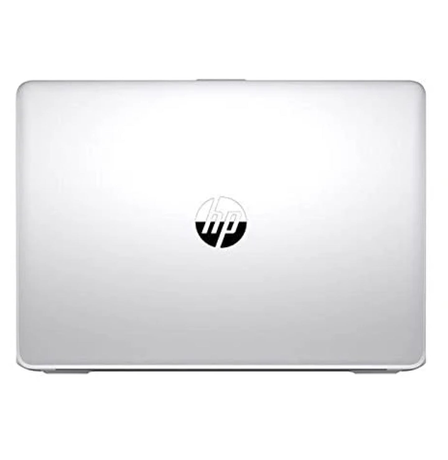 Top view of closed HP EliteBook 840 G4 ultrabook featuring sleek silver finish and HP logo.- Rentopc