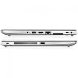 HP EliteBook 840 G5 G6 laptop showing left and right side ports including USB-C, USB 3.0, HDMI, Ethernet, smart card reader, microSD card slot, headphone jack, and cooling vents.- Rentopc 
