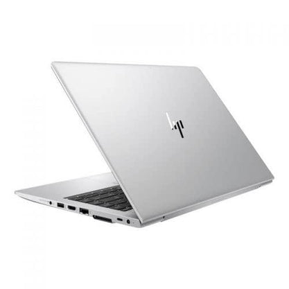 HP EliteBook 840 G5 G6 laptop partially open showing HDMI port, USB ports, Ethernet port, headphone jack, and microSD card slot.- Rentopc