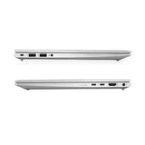 Two views of a silver laptop on a white background