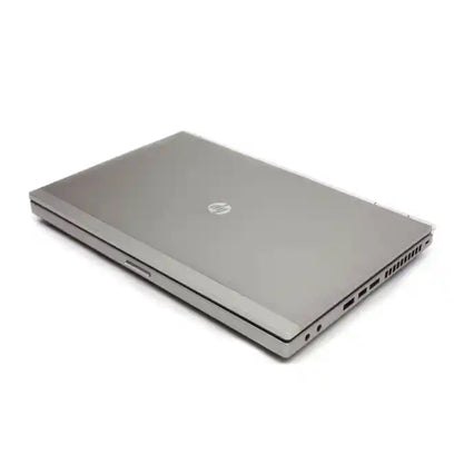 Silver laptop on a white background