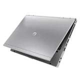 Silver HP laptop on a white background
