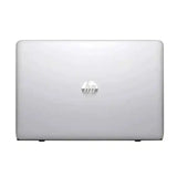 Silver HP laptop on a white background