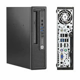 HP  workstation desktop computer shown from the front and back, featuring a black chassis with multiple front and rear ports on a white background.