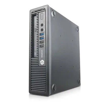 HP EliteDesk computer tower on a white background