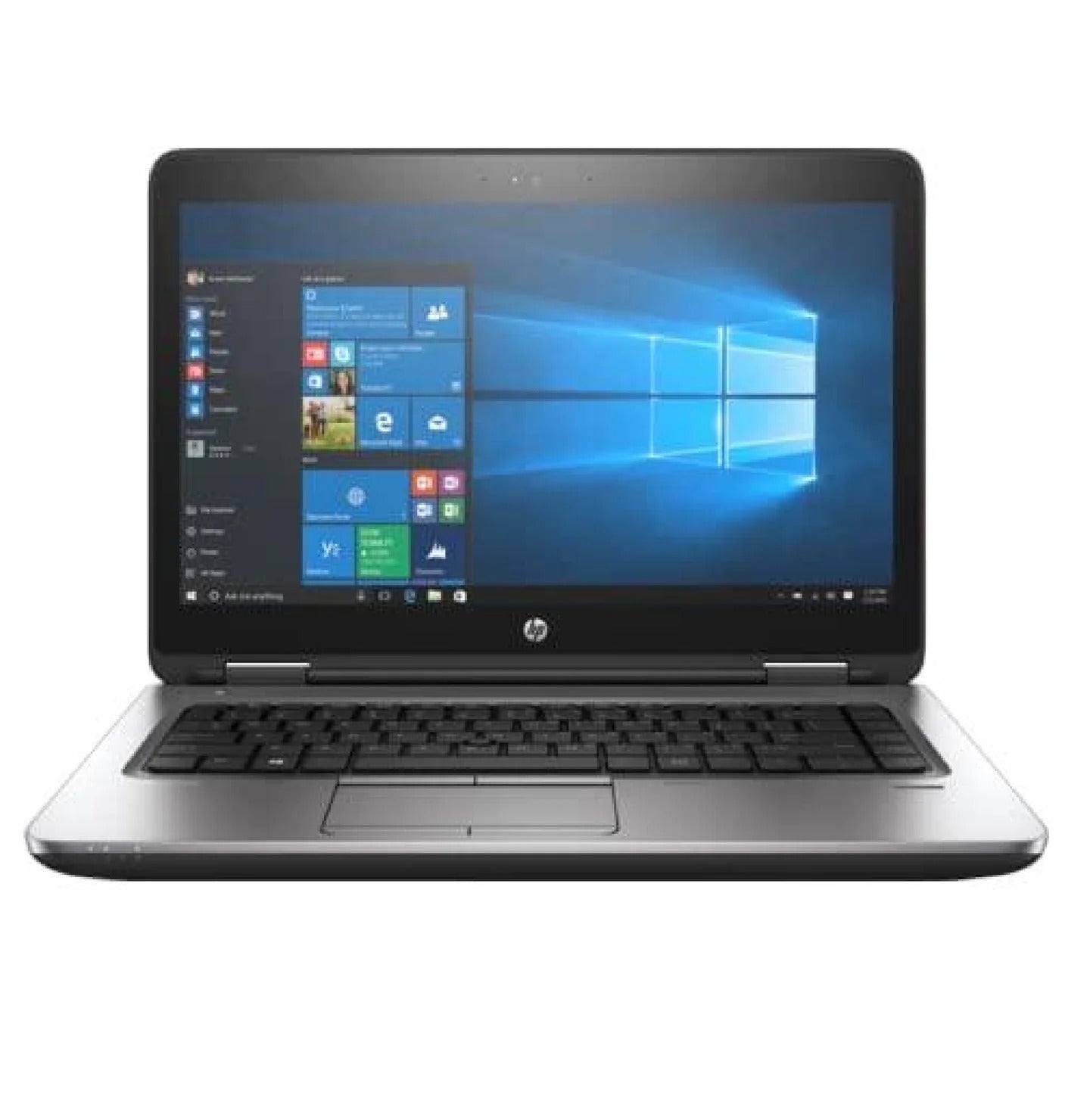 HP ProBook 640 G3 14-inch laptop with display screen, full keyboard, and centered touchpad featuring Intel Core i5 7th Gen performance.- Rentopc