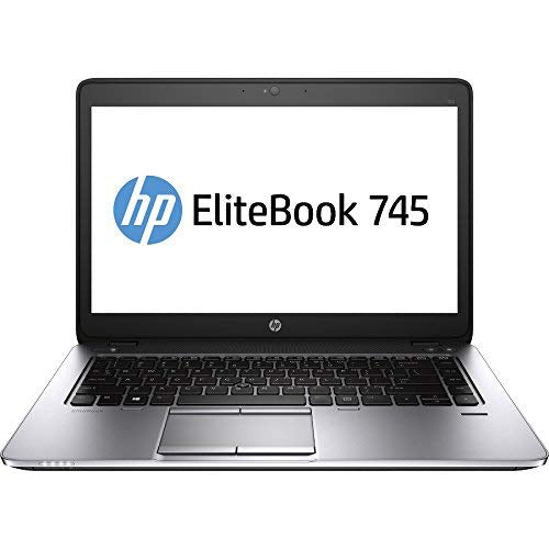 HP ProBook 745 G2 14-inch laptop front view showing sleek silver chassis, display, keyboard, and touchpad.- Rentopc