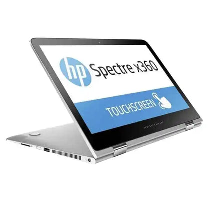 HP Spectre x360 laptop with open screen on a white background