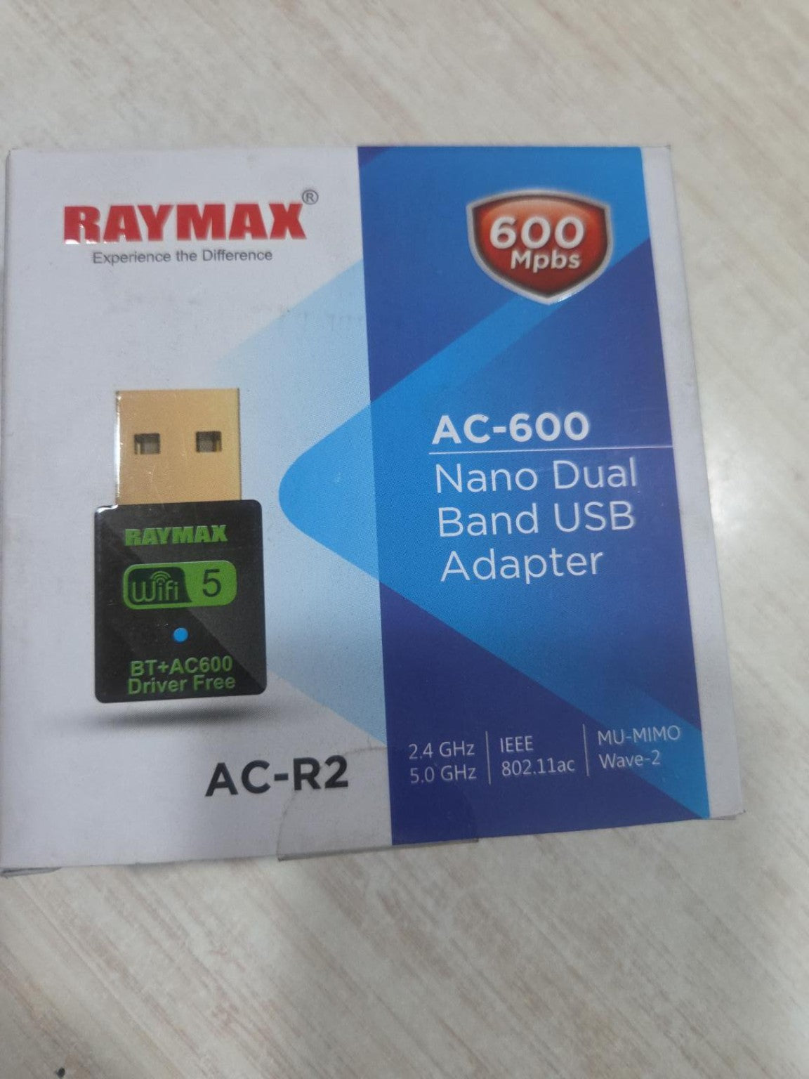 Raymax AC-R2 AC-600 Nano Dual Band USB Wi-Fi Adapter retail packaging front