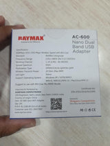 Raymax AC-R2 AC-600 USB Wi-Fi Adapter packaging specifications and MRP