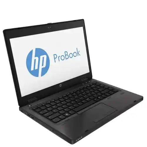Black HP ProBook laptop on a white background