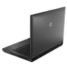 Black HP laptop on a white background